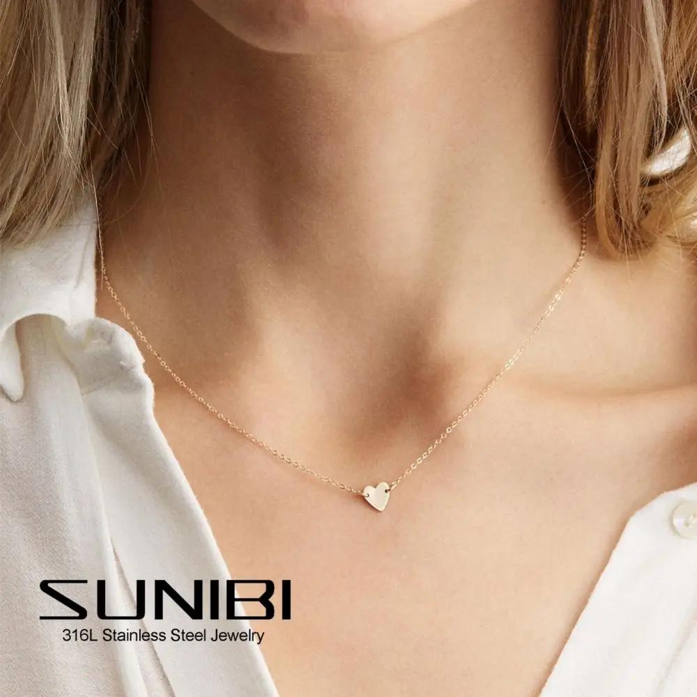 【送料無料】 チョーカー ペンダント ネックレス ステンレス ゴールド ハート レディース 女性 小さい 金 プレート スチール ガール ファッション ジュエリ...