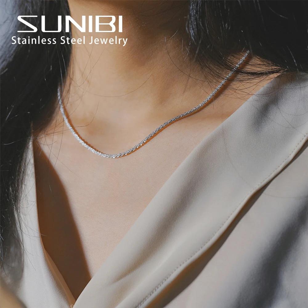 【送料無料】 チョーカー ネックレス ステンレス チェーン リング レディース 女性 2022 トレンド 輝く スパークリング スチール エレガント 鎖骨 パー...