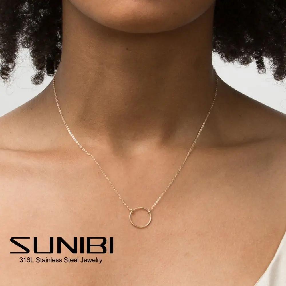 【送料無料】 チョーカー ペンダント ネックレス ステンレス ゴールド サークル ラウンド レディース 女性 316L スチール デイリー 金 プレート ギフト...