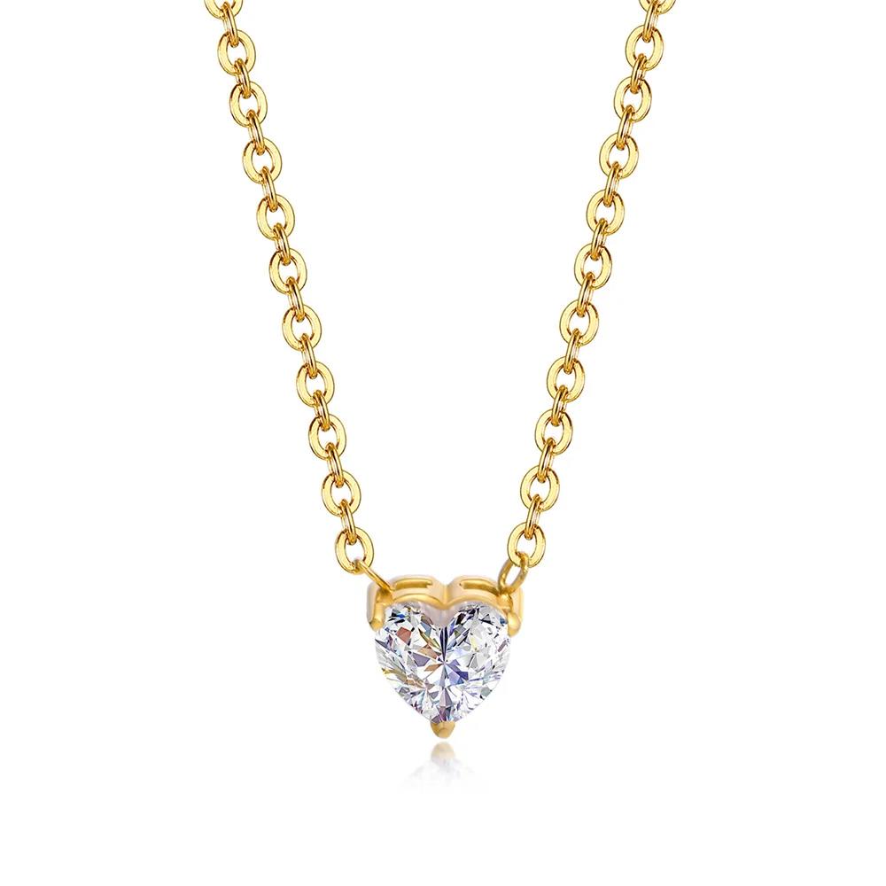 【送料無料】 チョーカー ペンダント ネックレス ステンレス ゴールド チェーン ハート レディース 女性 新しい パンク 小さい CZ カラー スチール ジュ...