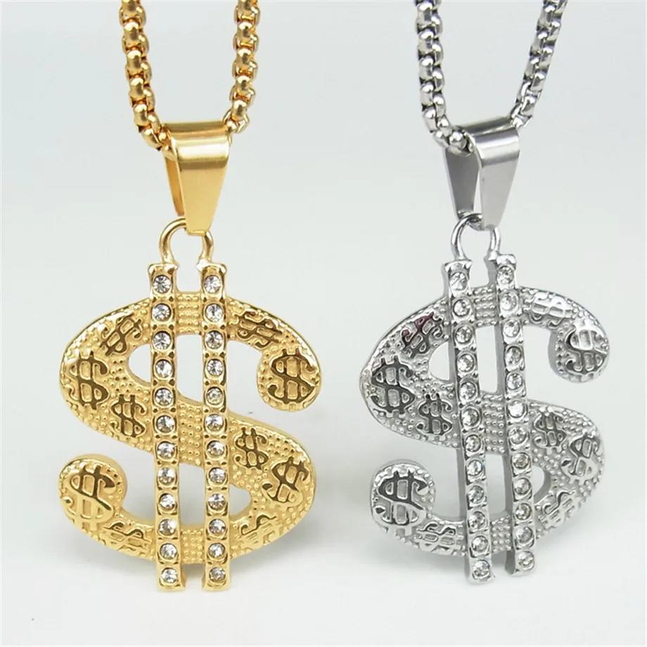 Rhinestone - 【送料無料】 】 ペンダント ネックレス ステンレス アメリカ ゴールド チェーン レディース 女性 メンズ 男性 ヒップ ホップ ドル アイス アウト キラキラ スチール ジュエリー XL1661S