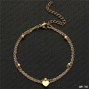 【クーポン利用で4550円】 アンクレット ブレスレット ステンレス ゴールド シルバー ハート レディース ダブル レイヤー チャーム カラー スチール 足 ...