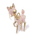 【送料無料】 ブローチ 動物 アニマル ビンテージ ゴールド ピンク リボン レディース トレンド カラー かわいい 鹿 ディアー OL ボウノット パーティ ジュエリー アクセサリー ギフト フリー