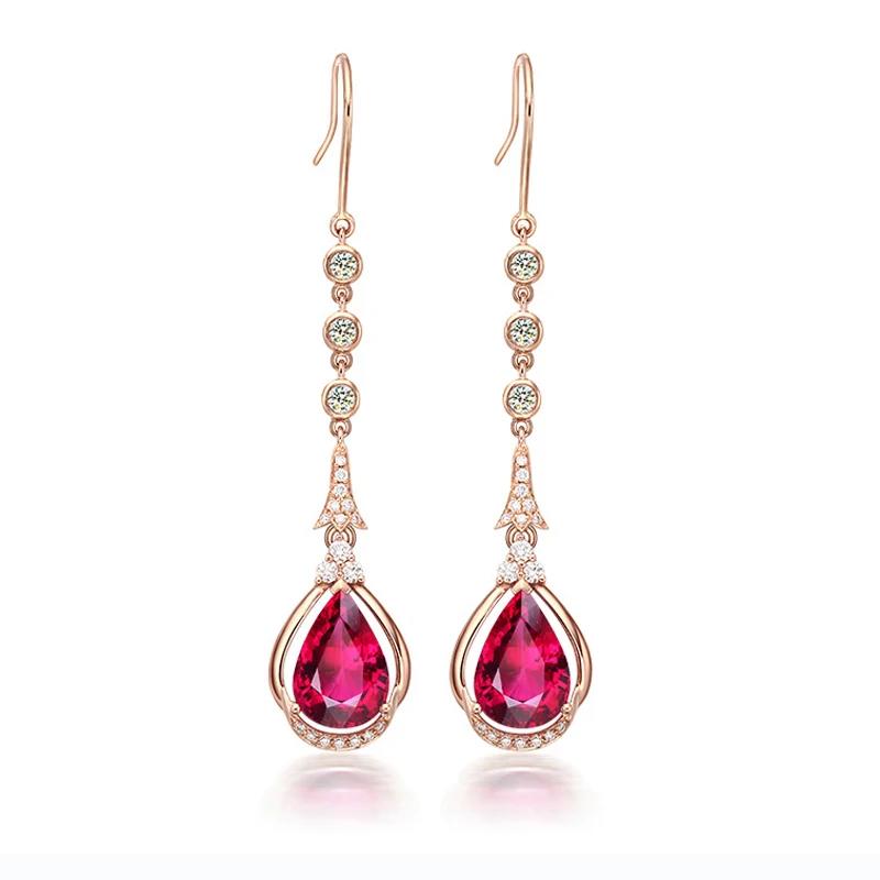 楽天FineJewelrys【クーポン利用で5720円】 ピアス クリスタル 赤 レッド ゴールド ドロップ ロング レディース ローズ カラー CZ 水滴 ウォータードロップ ガール ギフト トレンド ジュエリー