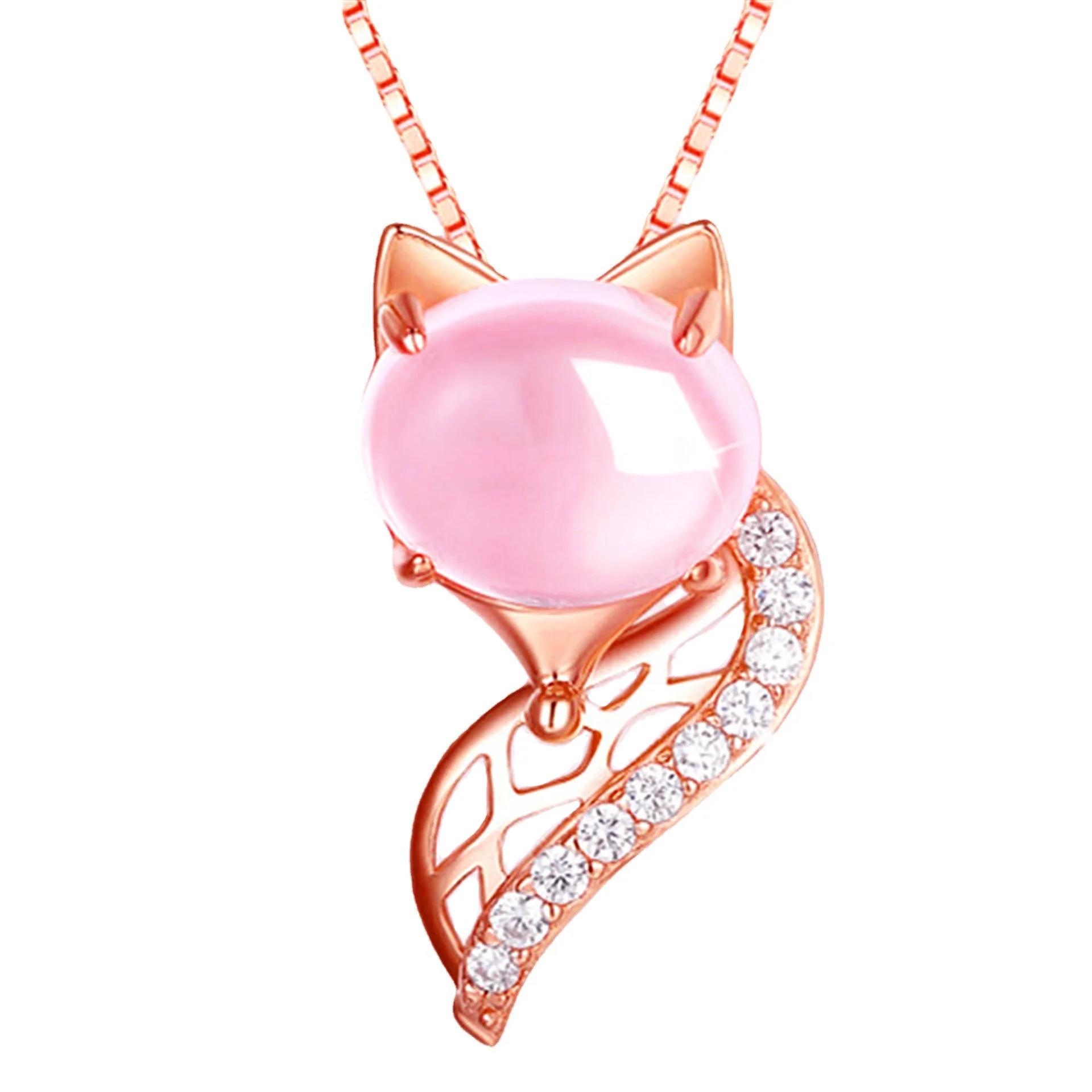 【送料無料】 チョーカー ペンダント ネックレス 動物 アニマル ゴールド オバール ドロップ ピンク レディース トレンド ローズ カラー 合成 クオーツ C...