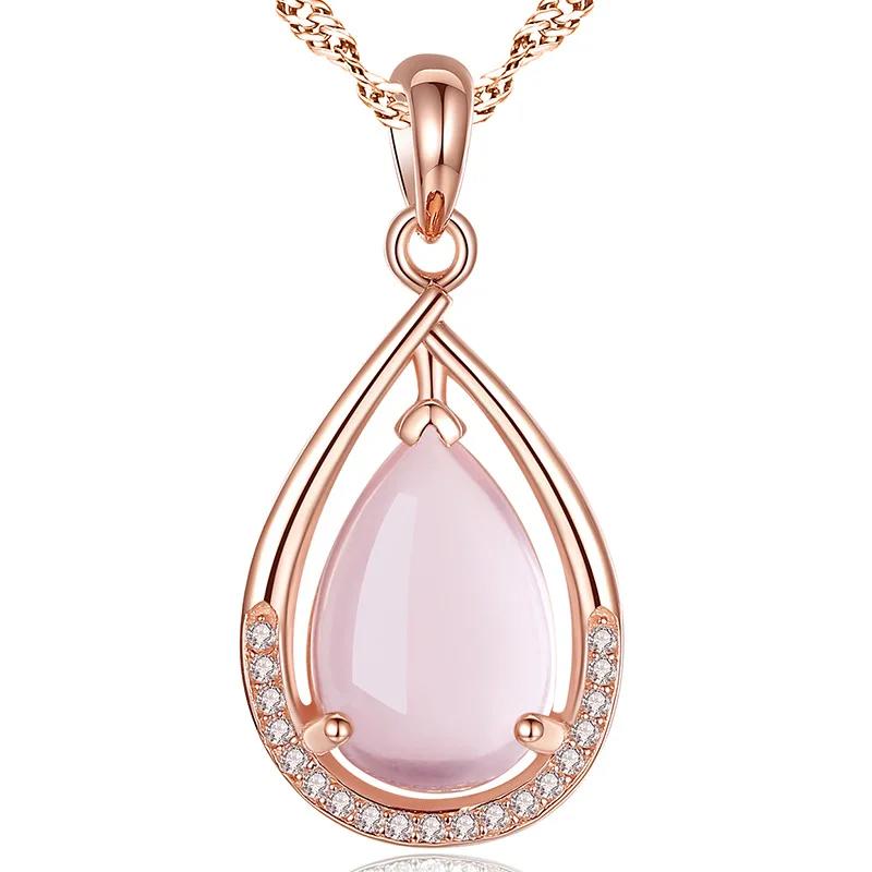 【送料無料】 チョーカー ネックレス ゴールド オバール ドロップ ピンク ハート レディース ローズ カラー オパール 合成 クオーツ CZ 水滴 ウォーター...