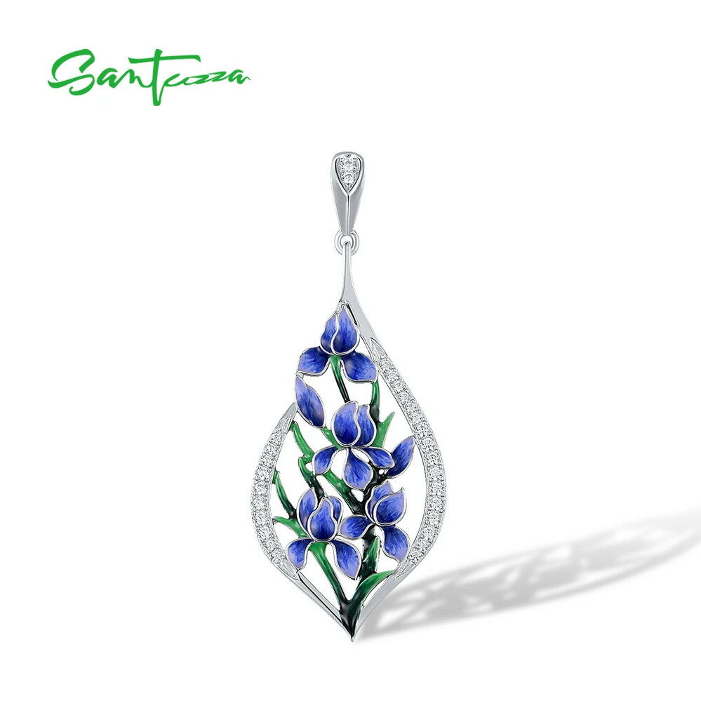 【送料無料】 ペンダント 白 ホワイト 花 フラワー 青 ブルー シルバー リング レディース 純正 925 スターリング 輝く(4)