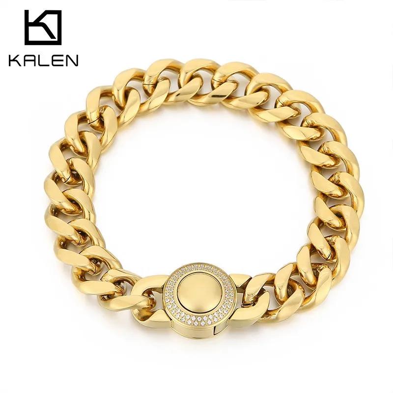 【クーポン利用で9320円】 指輪 リング ブレスレット ステンレス キューバ ゴールド シルバー ブラック チェーン ストーン メンズ 13 リンク 重い Cnc 316L スチール カラー パーティ ジュエリー