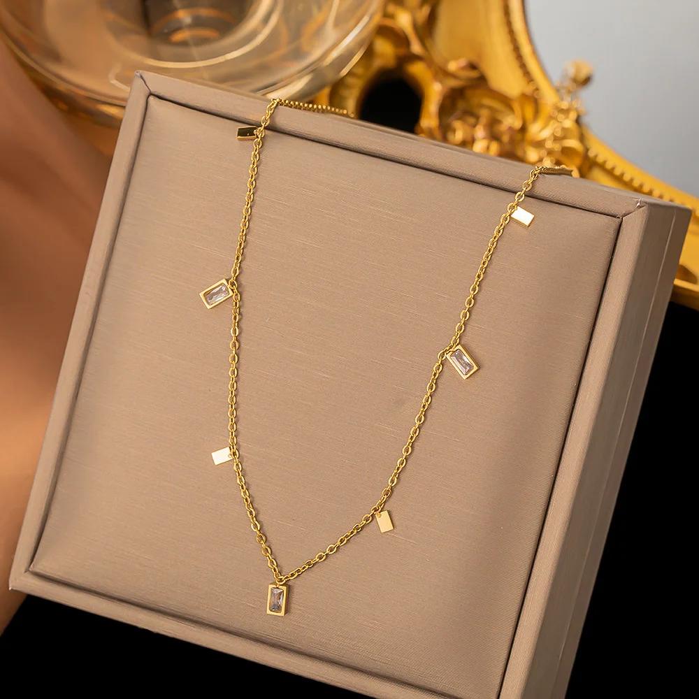 【送料無料】 チョーカー ネックレス ジルコニア ステンレス ゴールド チェーン ピック レディース ニュー ファッション カラー スチール キュービック ジル...