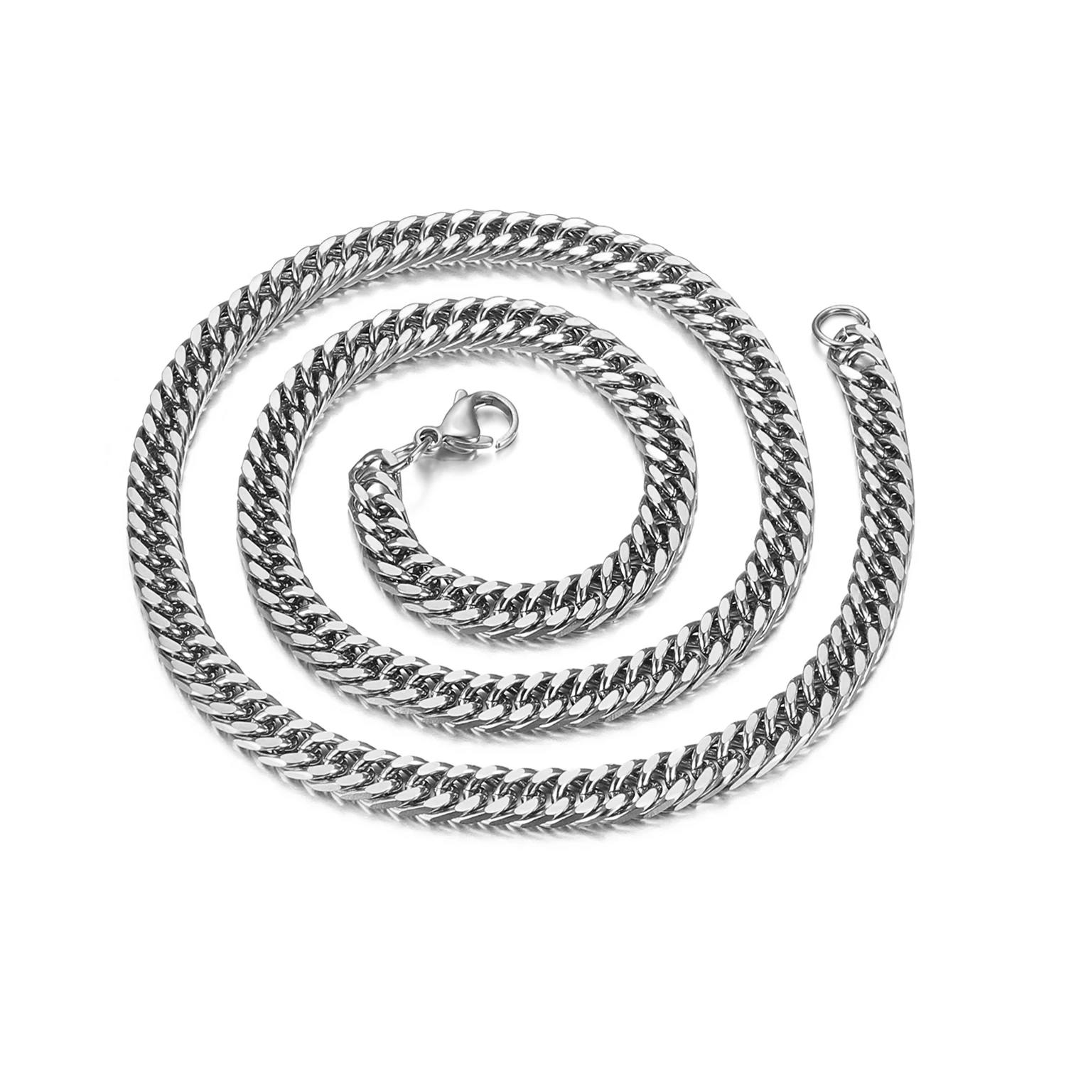 【送料無料】 チョーカー 指輪 リング ネックレス ステンレス キューバ シルバー チェーン レディース メンズ 6.5mm リンク パンク スチール カラー ...