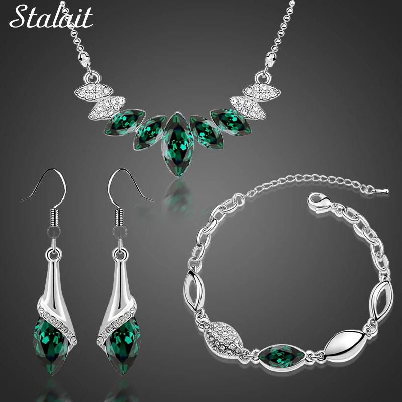 【送料無料】 ペンダント ピアス ブレスレット ネックレス オーストリア クリスタル ブライダル シルバー ドロップ レディース 結婚式 ウェディング パーティ カラー 水 ジュエリー セット