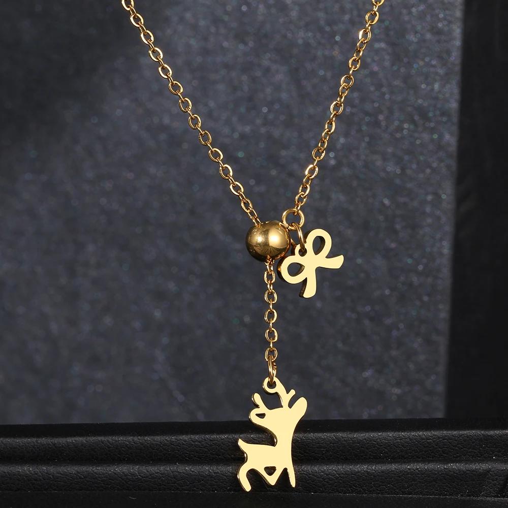 【送料無料】 チョーカー ペンダント ネックレス ステンレス チェーン レディース スチール エルク 弓 鐘 ベル 美学 ファッション ジュエリー クリスマス ...