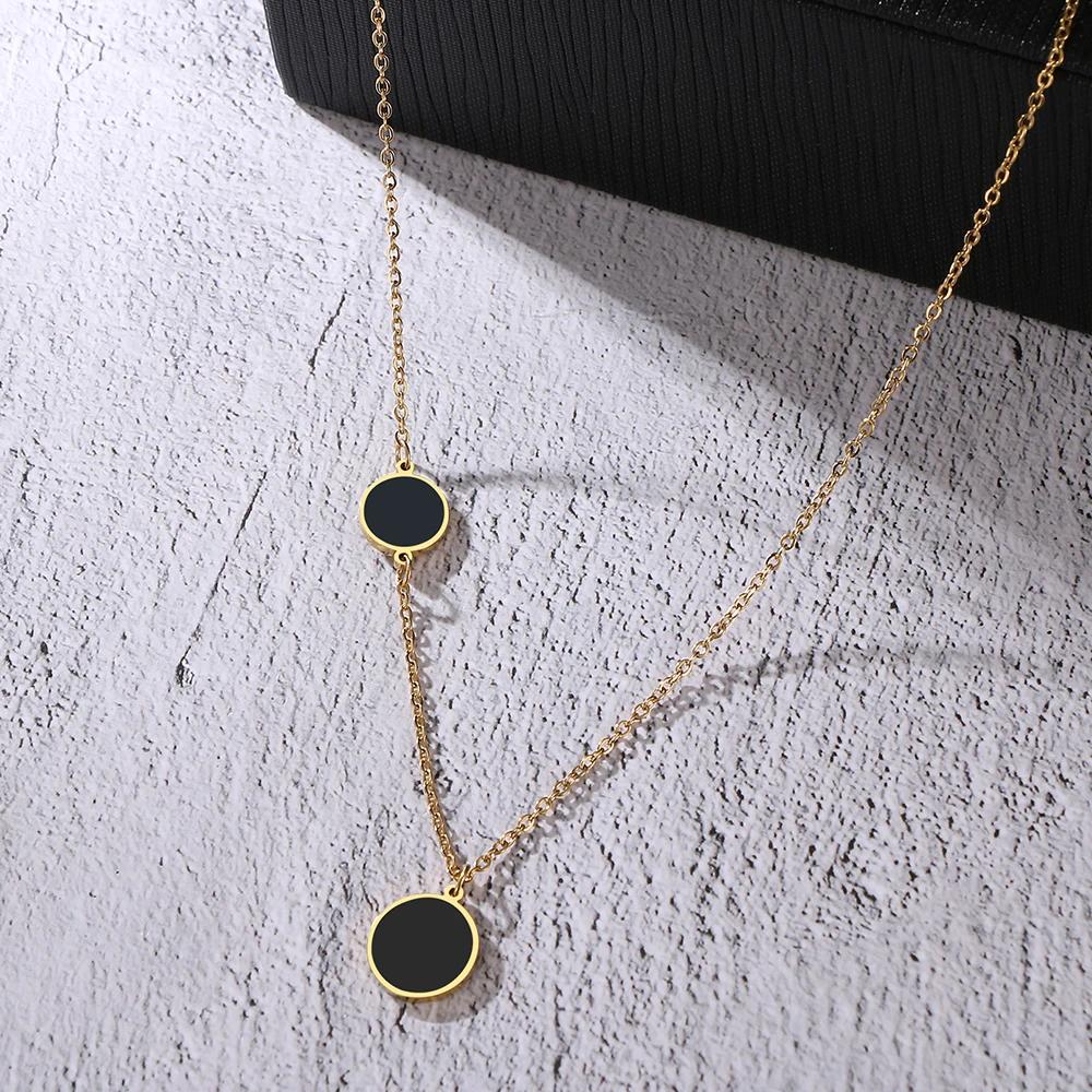 【送料無料】 チョーカー ペンダント ネックレス 黒 ブラック ステンレス チェーン ラウンド 韓国 レディース スチール 鎖骨 普通でない ファッション ジュ...