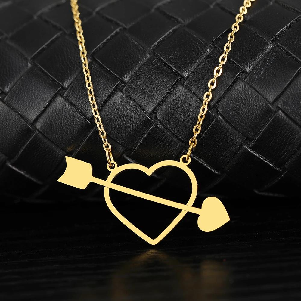 【送料無料】 チョーカー ペンダント ネックレス ステンレス チェーン ハート 矢印 レディース スチール ダブル アクセサリー セクシー ファッション ギフト