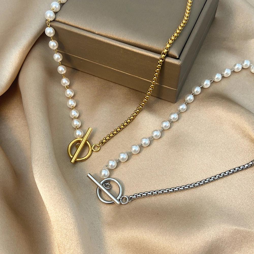 【送料無料】 チョーカー ネックレス 花 フラワー ステンレス チェーン パール レディース スチール トグル 留め金 クラスプ ファッション イミテーション ...