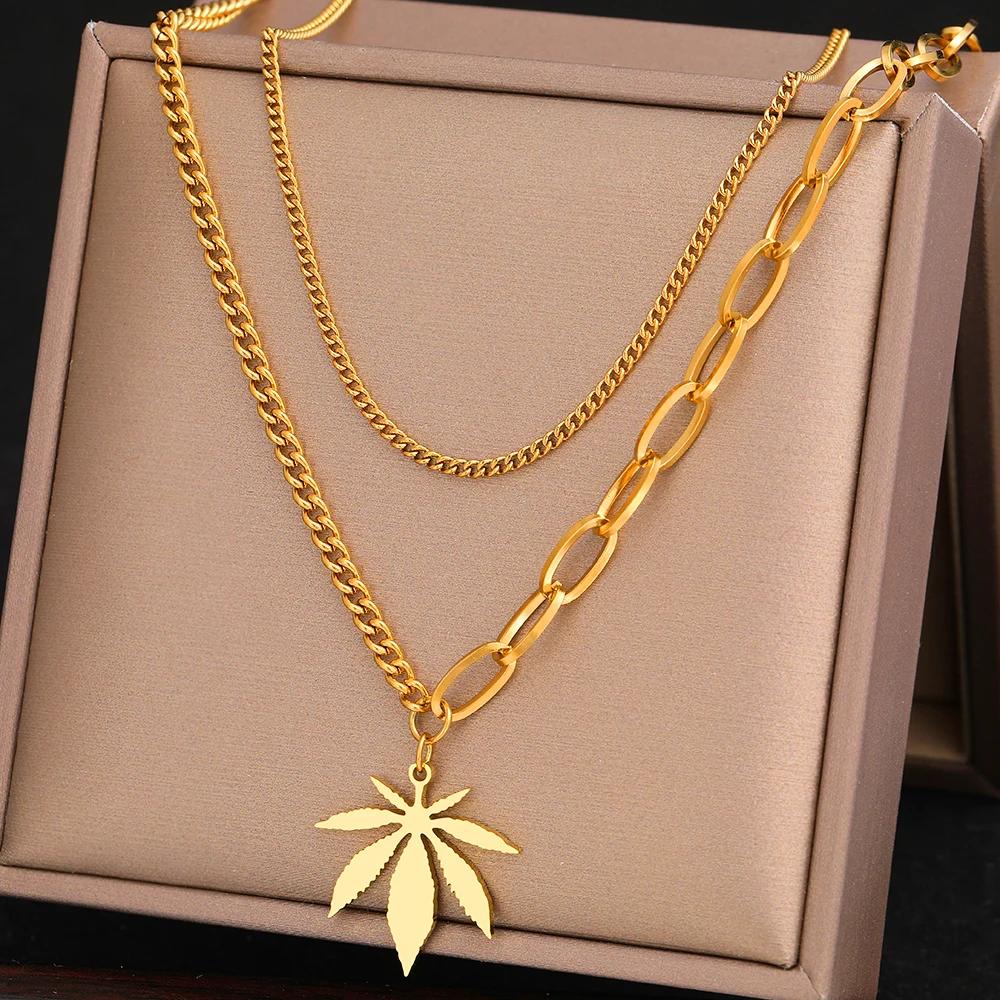 【送料無料】 チョーカー ペンダント ネックレス ステンレス ビンテージ チェーン プラント 木の葉 リーフ 植物 レディース スチール メープル お守り kp...