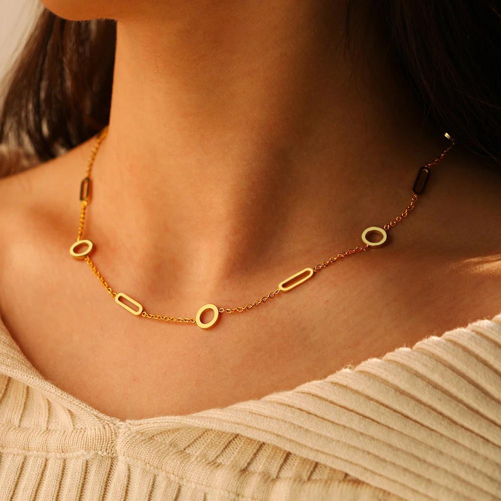 【送料無料】 チョーカー ネックレス ステンレス スクエア チェーン ラウンド レディース スチール ミニマリスト 長方形 四角 アクセサリー 鎖骨 パンク ジ...