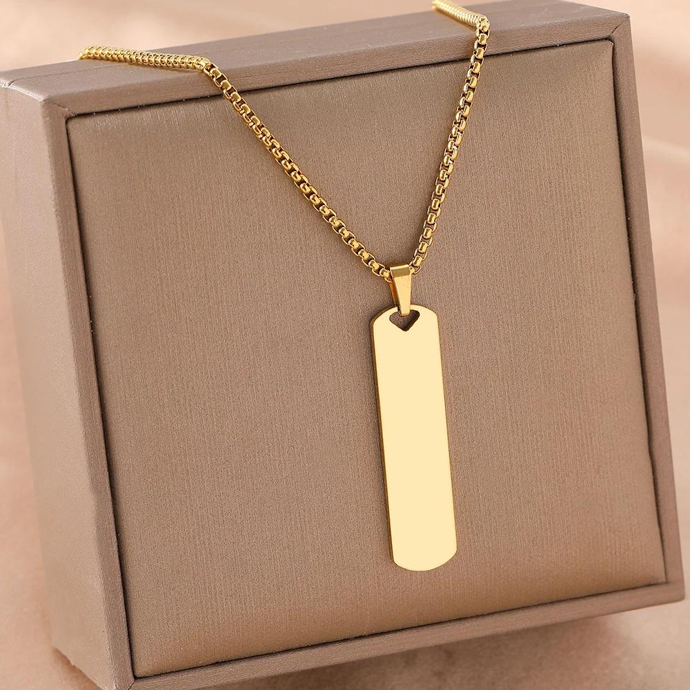 【送料無料】 チョーカー ペンダント ネックレス ステンレス チェーン レディース スチール ミニマリスト 長方形 ヒップ ホップ セーター ファッション ジュ...