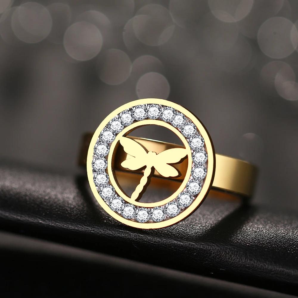 【クーポン利用で4020円】 指輪 リング クリスタル ステンレス インセクト ドラゴン トンボ 昆虫 レディース ハイ 品質 ファッション ドラゴンフライ クラシック スチール ジュエリー ギフト R