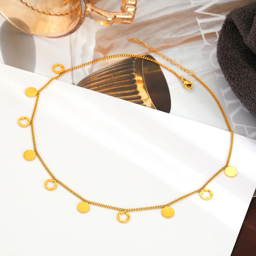 【送料無料】 チョーカー ペンダント ネックレス ステンレス チェーン ラウンド コイン 星 レディース スチール スター ミニ チャーム 多用途 衣装 ユニー...