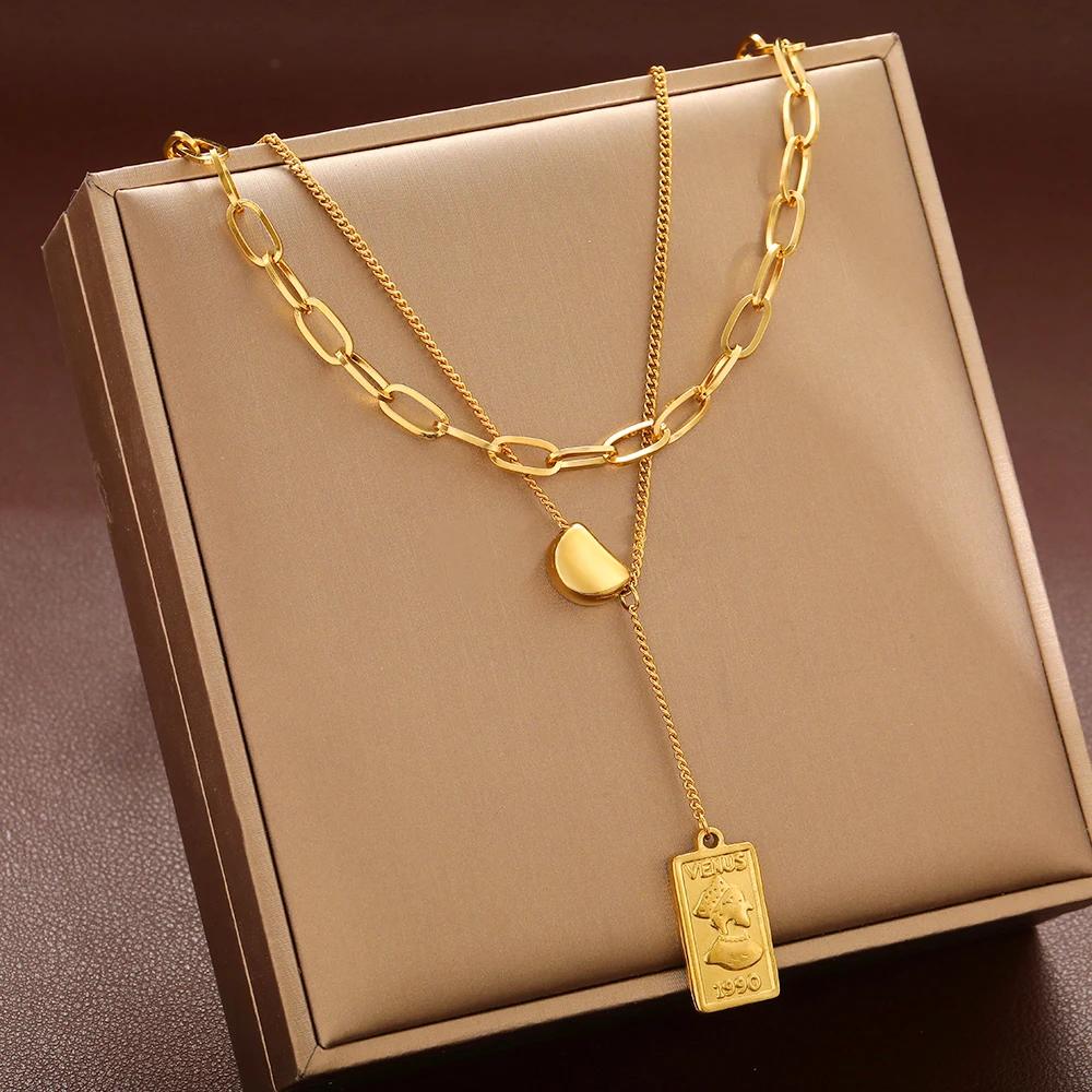 【送料無料】 チョーカー ペンダント ネックレス ステンレス チェーン レディース スチール グランジ VENUS 990 ストリートウェア ガール 多層 マル...