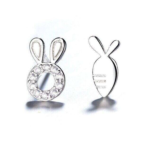 【クーポン利用で2950円】 ピアス 可愛い スタイル シルバー カラー ペア おしゃれ 大人 ウサギ にんじん スタッド ジルコン リング レディース 女性 耳リング