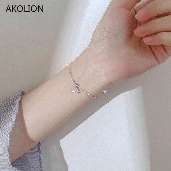 【送料無料】 カラー マーメイド 魚テイル チャーム ブレスレット おしゃれ 大人 バングル ジルコン フリーサイズ レディース