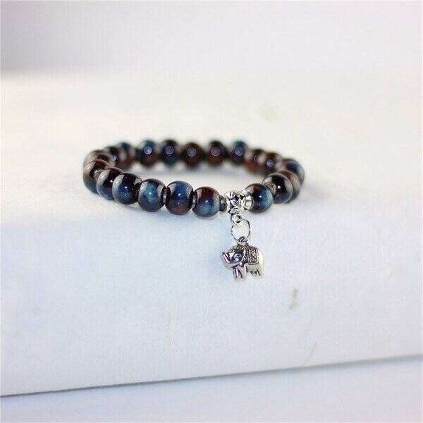 【送料無料】 エレファント チャーム ブレスレット セラミック 陶器 ビーズ おしゃれ 大人 リンク バングル ボヘミアン