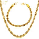 【クーポン利用で4260円】 トレンド 人気 ロープチェーン ネックレス セット ゴールド 3mm 幅 チェーン ブレスレット メンズ ロープ 流行 カラー ジ...