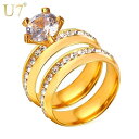 【クーポン利用で4690円】 ホット 結婚式 カップル バンド リング メンズ 男性 レディース 女性 シルバーゴールド ラインストーン ラグジュアリー ブランド ブライダル セット 指輪 11号 14号 16号 18号 20号 23号 ペアリング