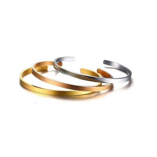 【送料無料】 バングル ブレスレット ステンレス レディース 名入れ刻印 おしゃれ 大人 無料刻印 カフブレスレット パーティー ネーム 名前 薄い