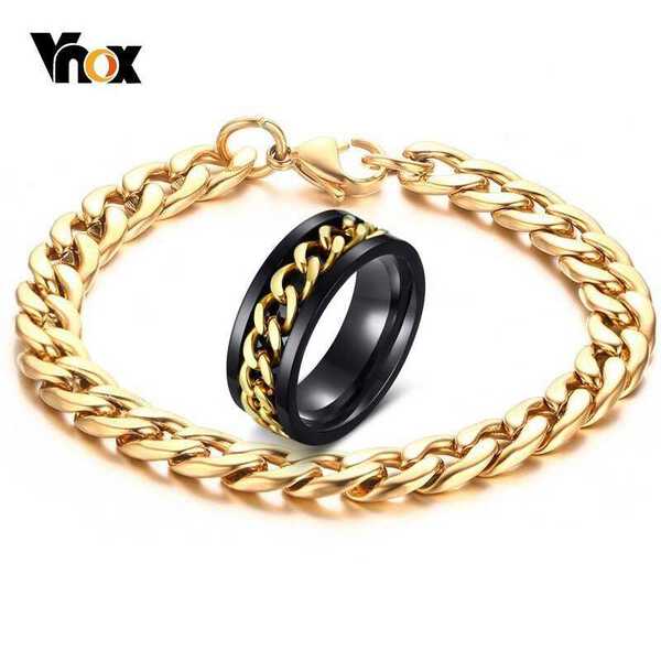 【クーポン利用で5710円】 指輪 メンズ ブレスレット ゴールド スピナー ステンレス 喜平 チェーン リング スピナーリング リンクチェーン ジュエリー 回...