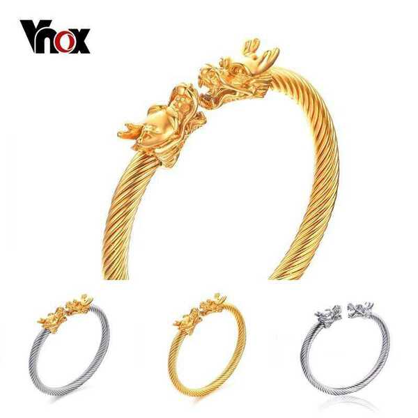 【送料無料】 バングル ブレスレット ドラゴン ステンレス フリーサイズ おしゃれ 大人 アジャスタブル ツイスト 龍 ケーブル カフ サイズ マンテル 調整可...