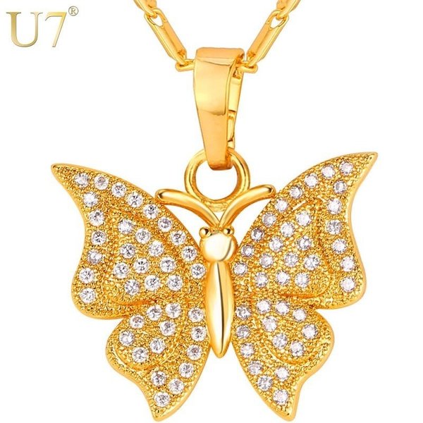 【送料無料】 ネックレス バタフライ チャーム キュービック シンプル 大人 トレンド おしゃれ かわい..