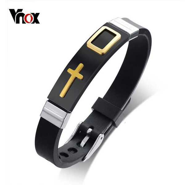 【クーポン利用で3900円】 バングル ブレスレット クロス ステンレス フリーサイズ レディース メンズ アジャスタブル シリコーン ジュエリー 信念 カジュ...