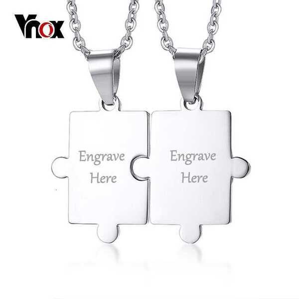 【送料無料】 ペアペンダント ネックレス ステンレス レディース 女性 メンズ 男性 おしゃれ 大人 パズル ペンダント 刻印 カップル