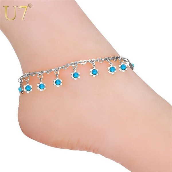 【クーポン利用で4560円】 トレンド 人気 ゴールド シルバー アンクレット ブレスレット 脚 足 チェーン ジュエリー 花 足首 アンクル レディース A ...