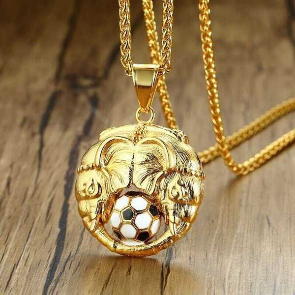 【クーポン利用で5320円】 ペンダント ネックレス ゾウ サッカー フットボール ゴールド ステンレス 象..