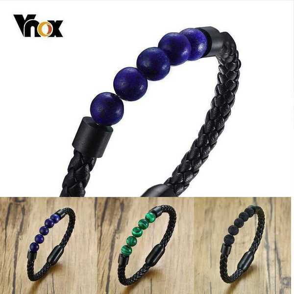 【クーポン利用で4950円】 バングル ブレスレット 本革 レザー ステンレス ビーズ レディース メンズ ナチュラル カジュアル マグネット