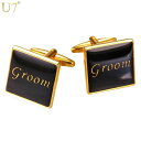 【クーポン利用で4690円】 スーツ カフ リンク 名前 ロマンチック 文字 カフスボタン ボックス 結婚式 レター プレゼント ネーム シンプル 大人 トレンド おしゃれ かわいい かっこいい カフス メンズ 男性 ゴールド Groom