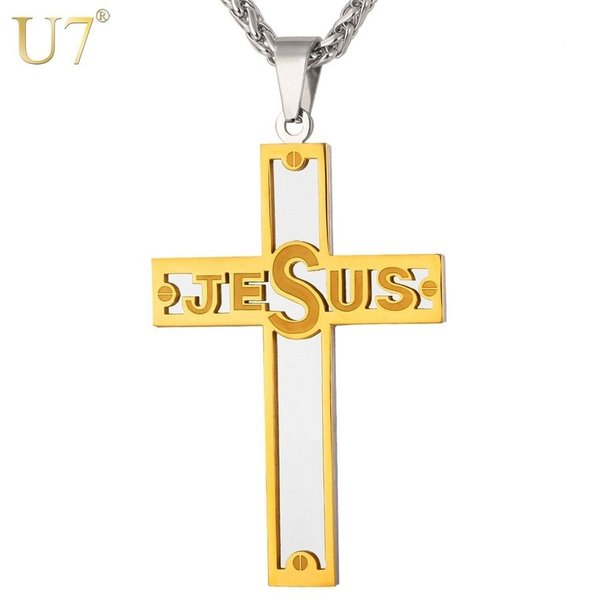 【送料無料】 トーン チェーン ステンレス インチ クロス 十字架 ネックレス メンズ 男性ピース ジュエ..