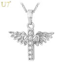 【クーポン利用で4170円】 天使 ウイングス ネックレス 白 シルバー キリスト クリスタル クロス 十字架 ビンテージ ジュエリー エンジェル ホワイト 翼 ウィング ペンダント おしゃれ