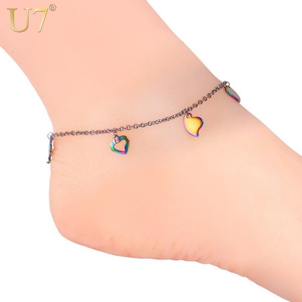 【クーポン利用で4170円】 ファッション ステンレス 足首 チェーン 足 フェード ハート ブレスレット 脚 ビーチ アンクレット ジュエリー アンクル レデ...