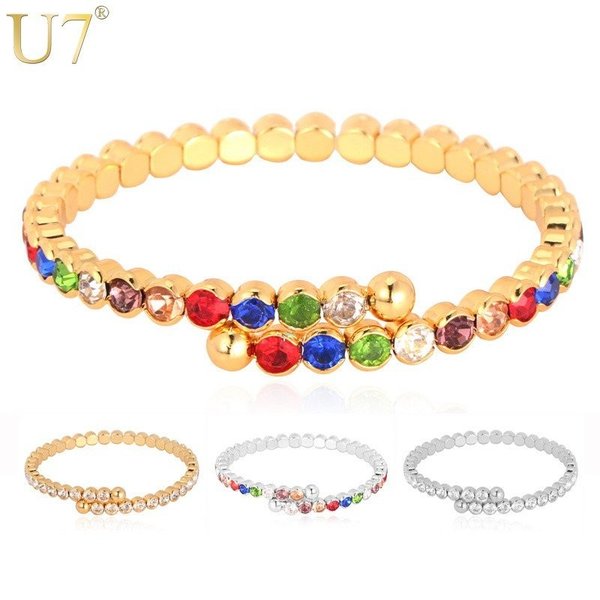 【送料無料】 オプション カラフル ラインストーン ファッション トレンド ブレスレット 腕輪 ジュエリー 人気 プレゼント バングル ゴールド レディース おしゃれ 大人