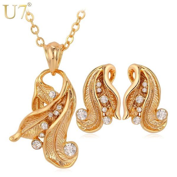 【送料無料】 クリスタル アフリカ セット トレンド 葉 ネックレス ピアス ゴールド アフリカン 人気 ..