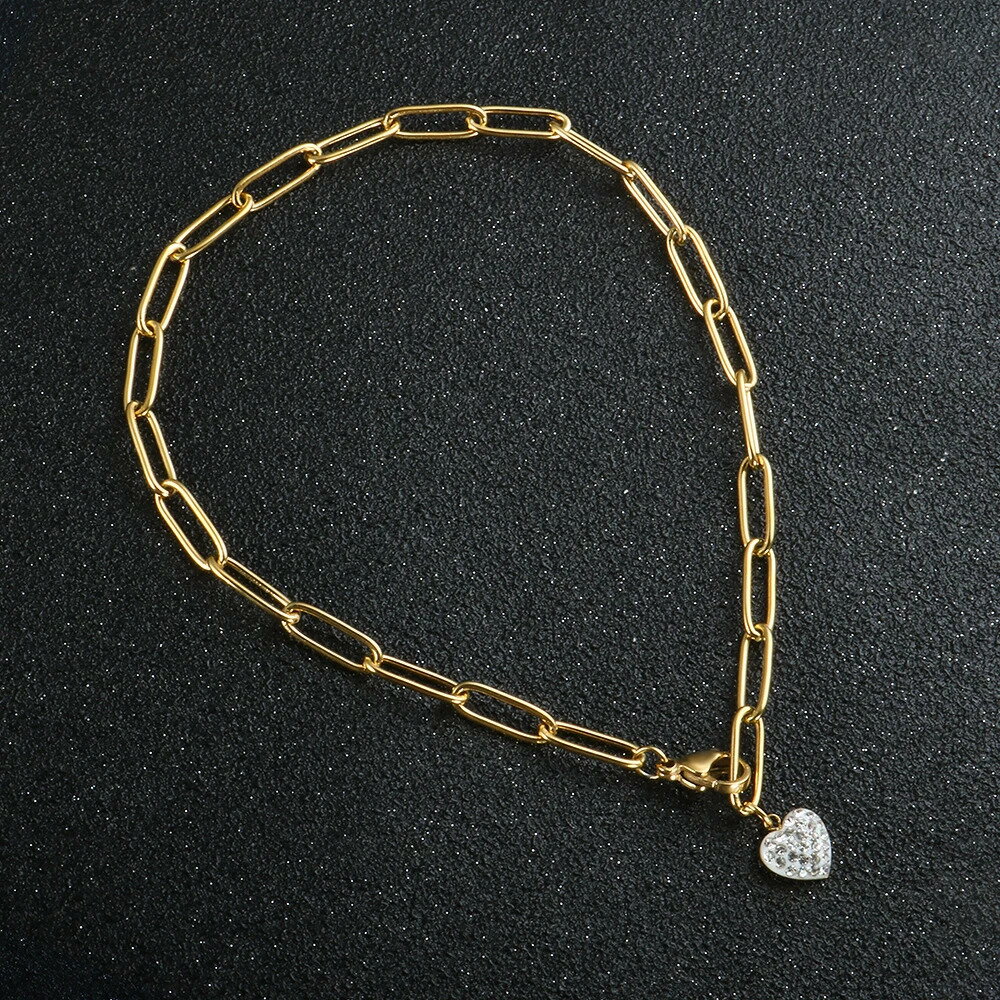 【クーポン利用で4970円】 アンクレット ブレスレット クリスタル ゴールド チェーン ハート レディース ファッション クレイ ラブ 調整可能 カラー 足 ...