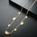 【クーポン利用で5400円】 ネックレス ステンレス ビンテージ キューバ ゴールド チェーン レディース 防水 スチール カップル 太陽 フリンジ チャーム プレート ジュエリー ギフト