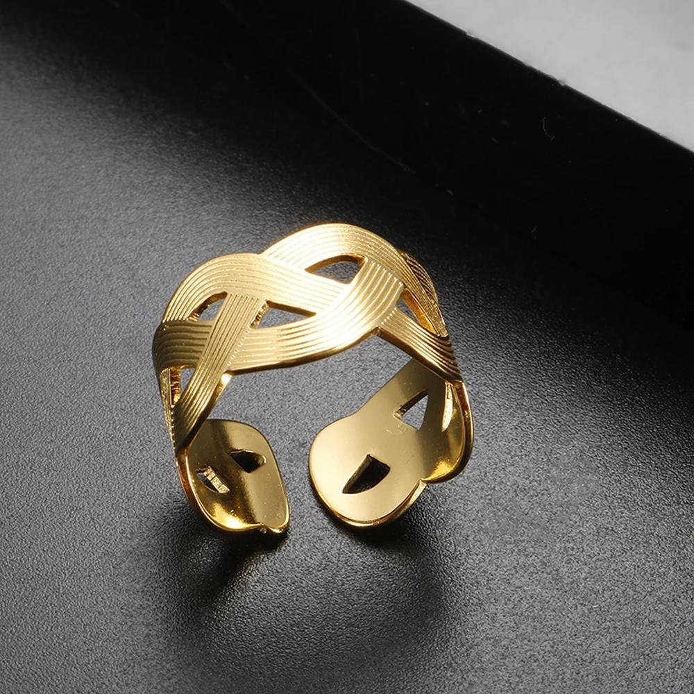 【送料無料】 指輪 リング ステンレス レディース トレンド スチール ハンドメイド 織り テクスチャ オープン 調整可能 指 フィンガー 夏 サマー 防水 シ...