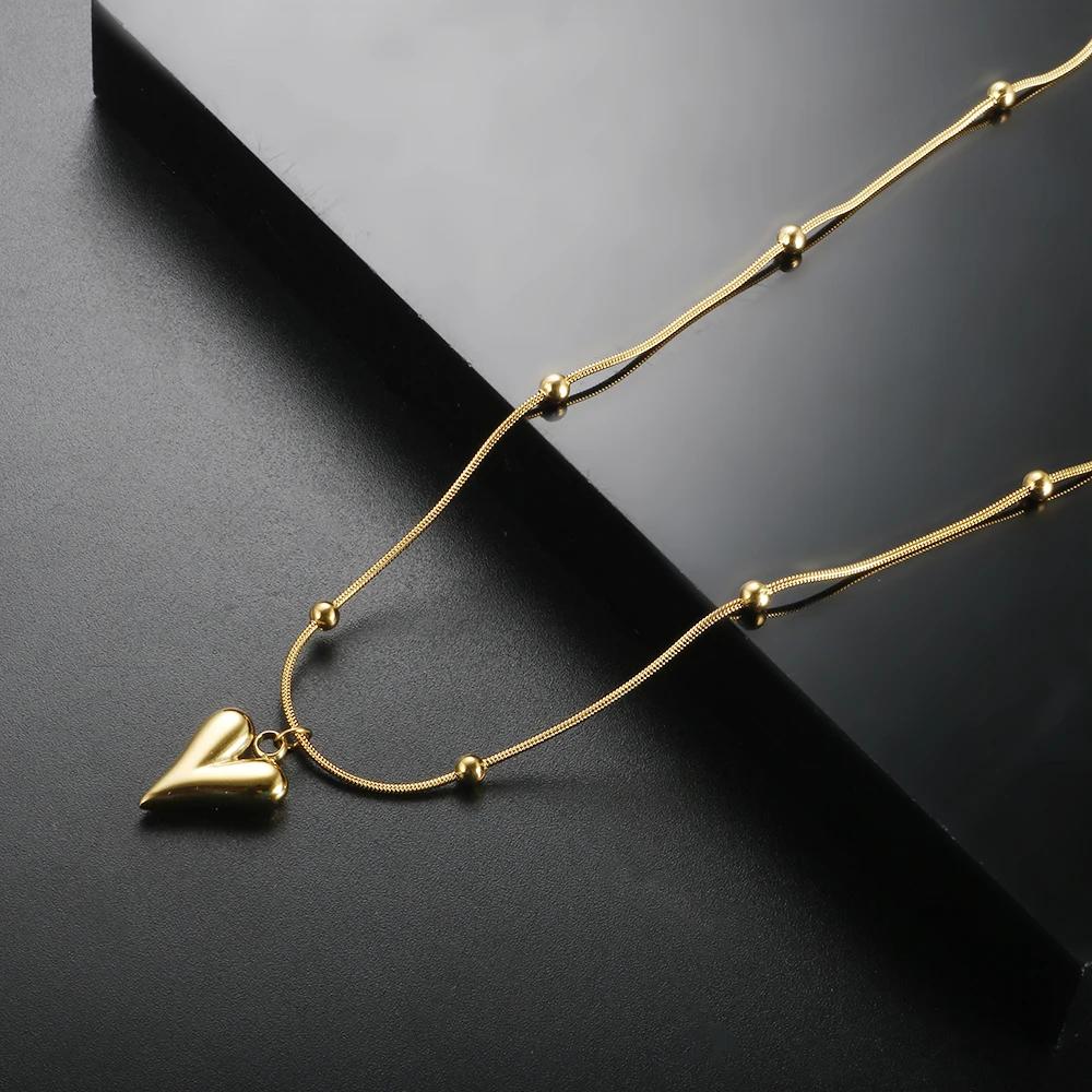 【送料無料】 チョーカー ペンダント ネックレス ステンレス ゴールド チェーン ラウンド ハート ビーズ ポール レディース スタイリッシュ 316L スチール カラー トレンド 鎖骨 ボール ジュエリー