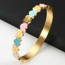 【クーポン利用で4880円】 バングル ステンレス ゴールド ハート カブ レディース かわいい ラブ プレート スチール ラッキー カフ ガール 結婚式 ウェディング パーティ チャーム ジュエリー ギフト